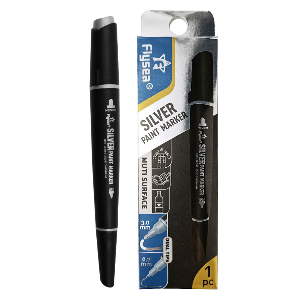 FLYSEA FS-747 Silver Marker Pen 3.0mm 0.7mm Dual Tips Paint Pen for Glass Pebble Plastic FLYSEA FS-747 Silver Marker Pen 3.0mm 0.7mm Dual Tips Paint Pen for Glass Pebble Plastic